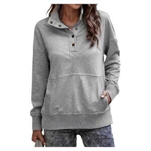 Oversized Lightweight Stand Neck Pullover Sweatshirt